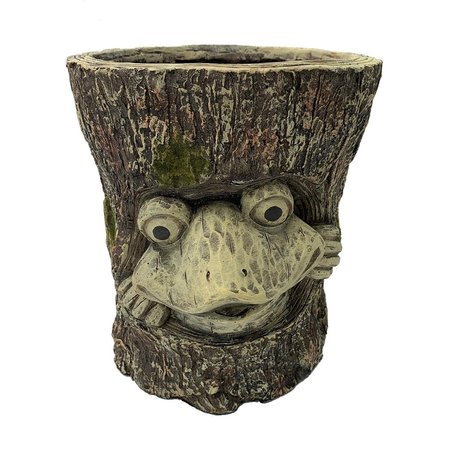 ESSCHERT DESIGN Mgo Faux Wood Frog Planter, Multi Color ZYCT256